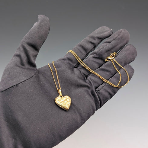 復古金心型小盒吊飾與項鍊